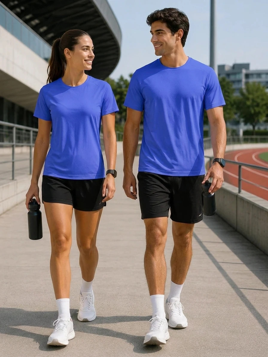 Playera Deportiva CRN Marca Wusstek. Modelo 125U. Color Azul Rey