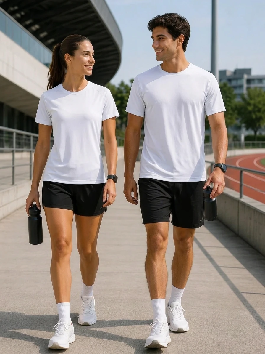Playera Deportiva CRN Marca Wusstek. Modelo 125U. Color Blanco
