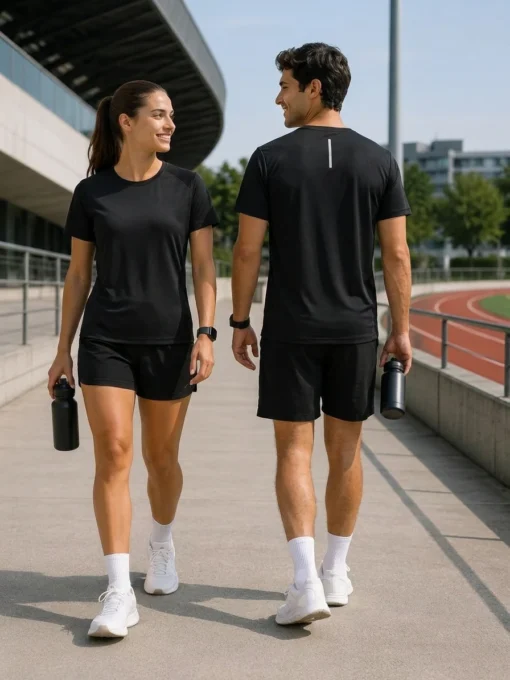 Playera Deportiva CRN Marca Wusstek. Modelo 125U. Color Negro
