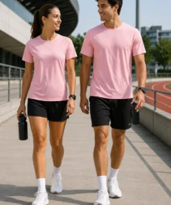 Playera Deportiva CRN Marca Wusstek. Modelo 125U. Color Palo de Rosa