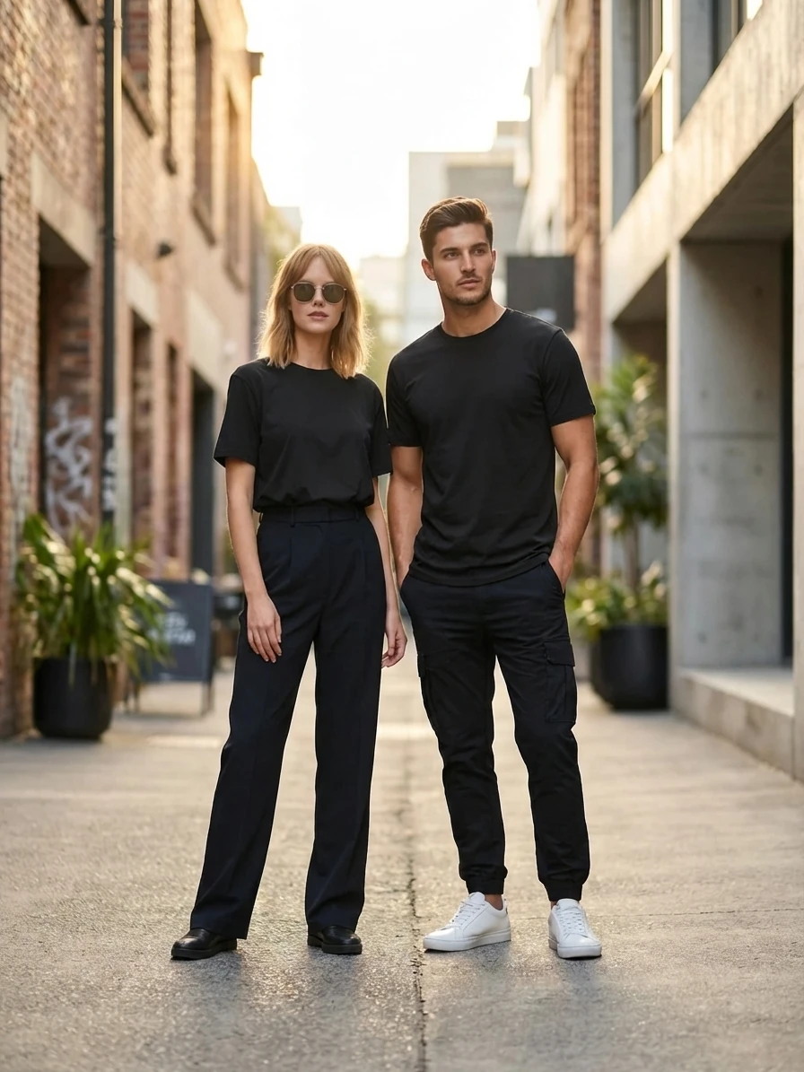Playera Sorona Regular Marca Wusstek. Modelo 397U Color Negro.