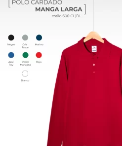 Imagen de Banner Playera tipo Polo cardado de Manga Larga. Modelo 600CL.