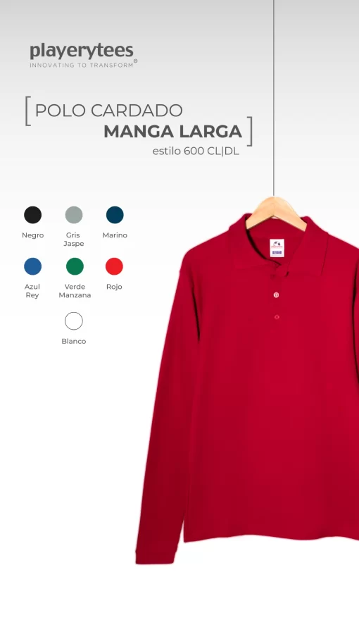 Imagen de Banner Playera tipo Polo cardado de Manga Larga. Modelo 600CL.