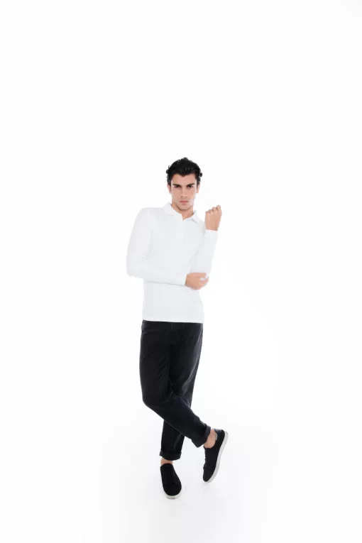 Imagen de Producto Playera tipo Polo cardado de Manga Larga. Modelo 600CL. Color Blanco. White