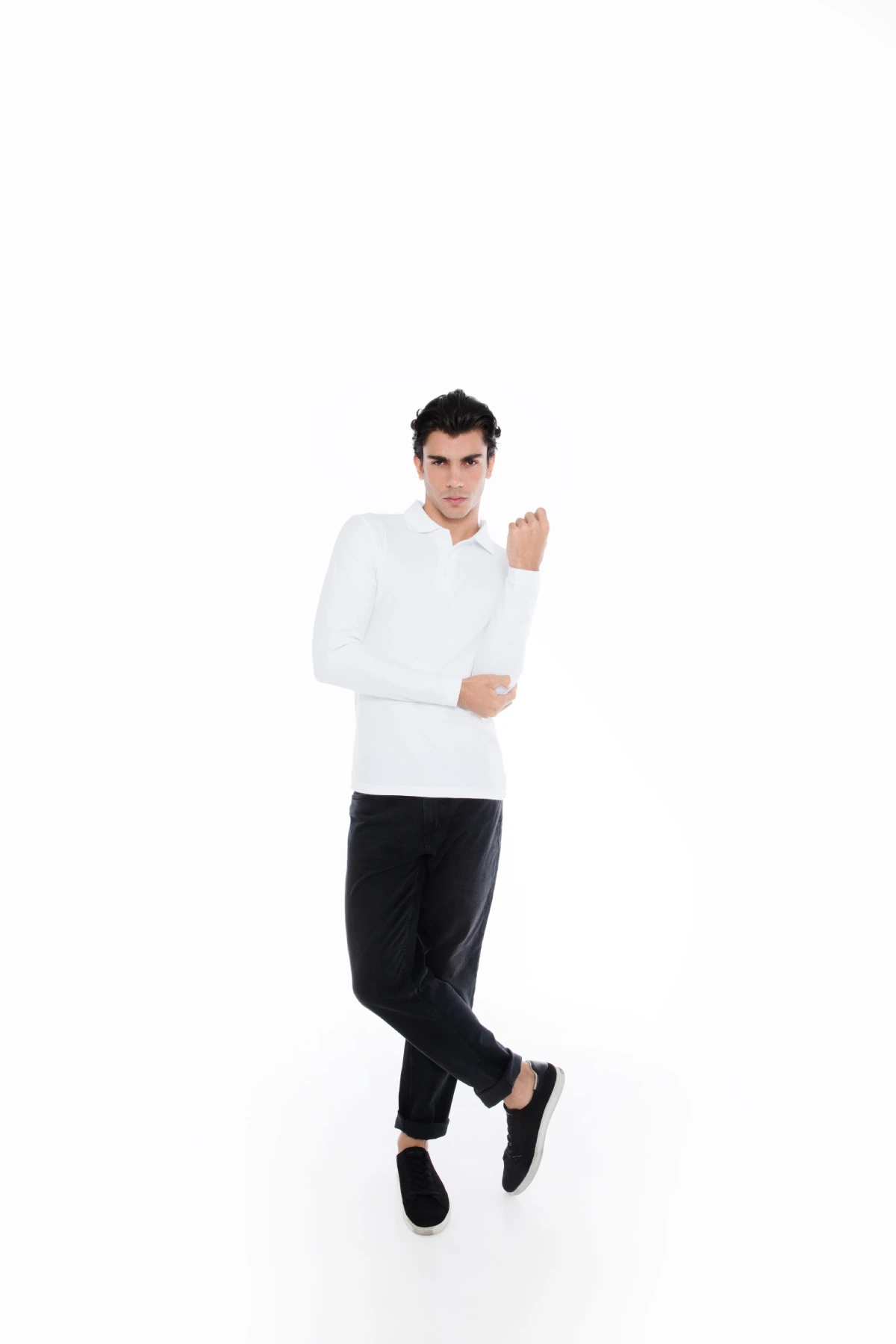Imagen de Producto Playera tipo Polo cardado de Manga Larga. Modelo 600CL. Color Blanco. White