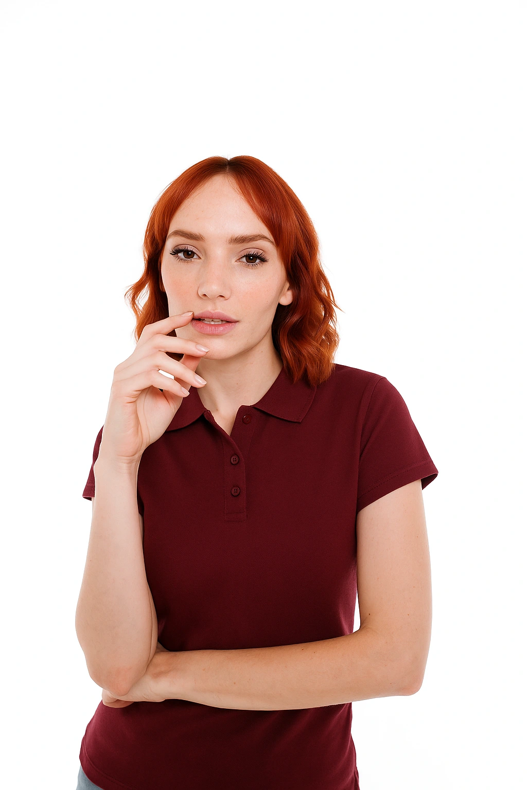 Playera tipo polo Modelo 600D. Color Marron