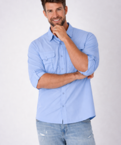 620U Camisa Pescadora Cacaballero. Color Azul Cielo