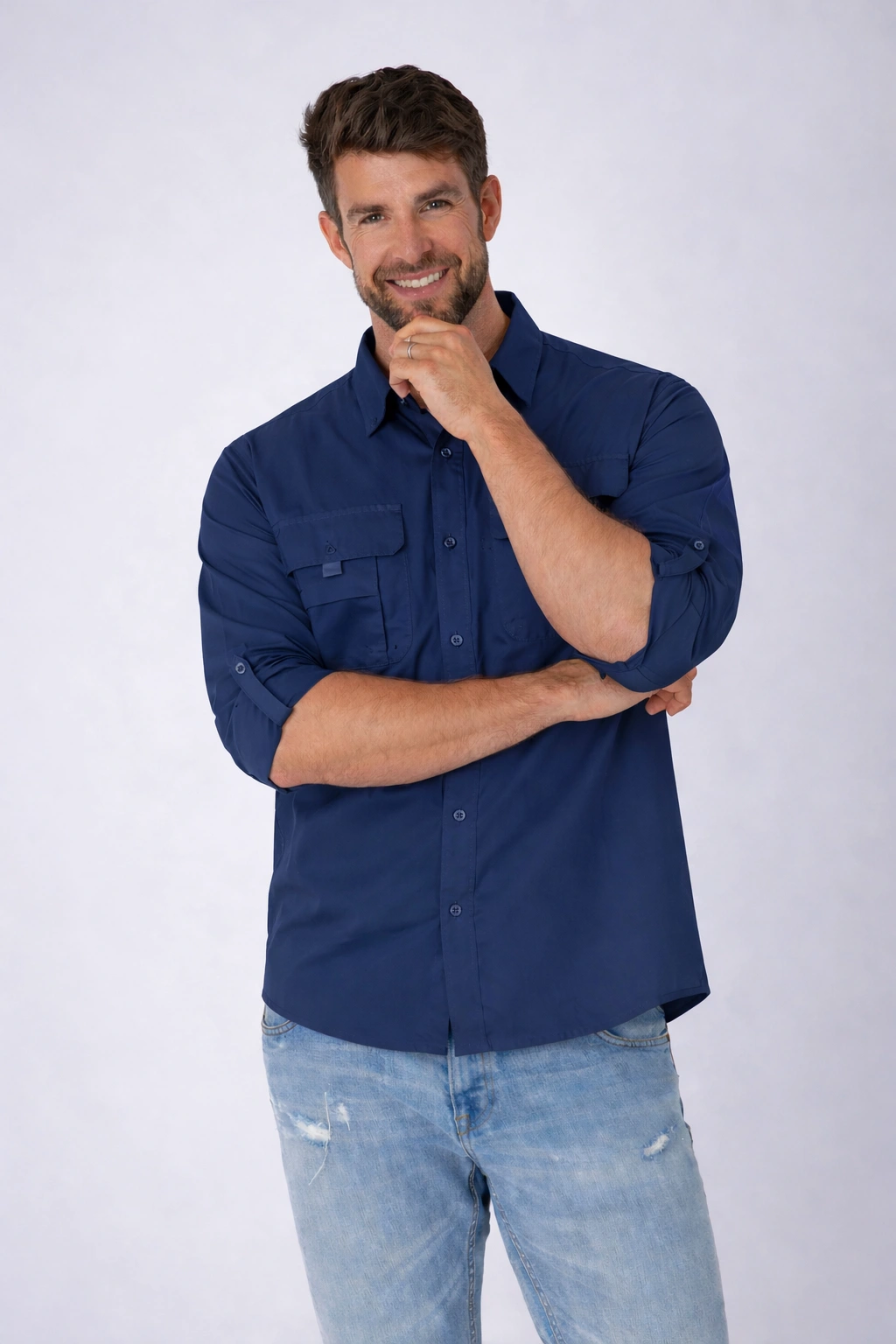 620U Camisa Pescadora Cacaballero. Color Azul Marino