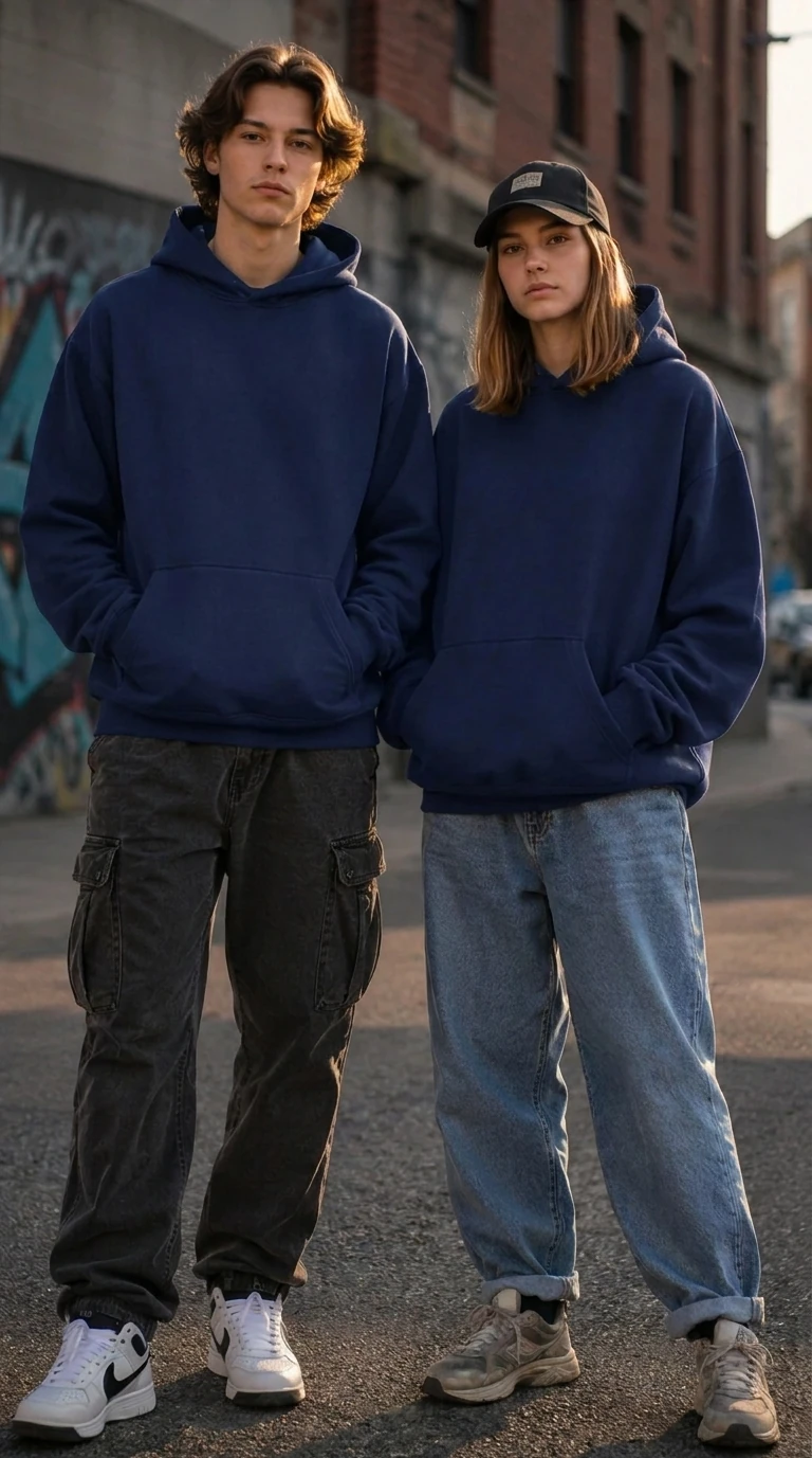 Sudadera Unisex con capucha. Playerytess. 9000U-Azul MArino