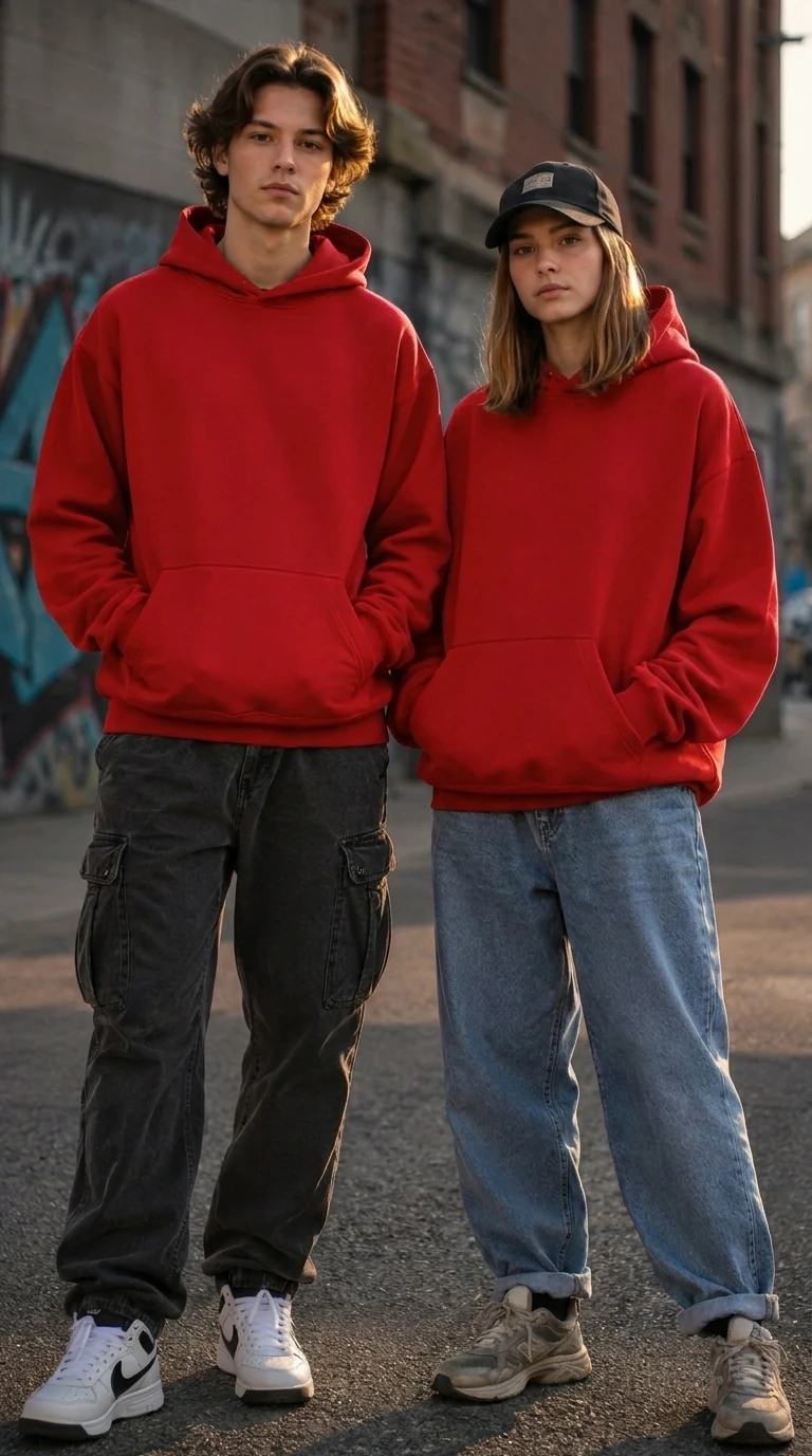 Sudadera Unisex con capucha. Playerytess. 9000U-Rojo