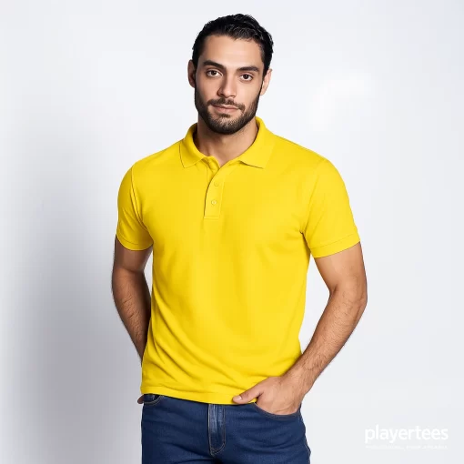 Imagen de producto Playera tipo polo poliester sport Modelo 900C. Color Amarillo Cool