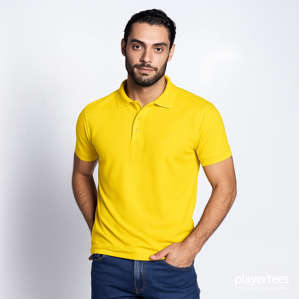 Imagen de producto Playera tipo polo poliester sport Modelo 900C. Color Amarillo Cool