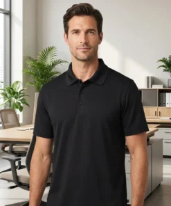 Playera tipo Polo, Modelo 901C Marca Playerytees. Color Negro
