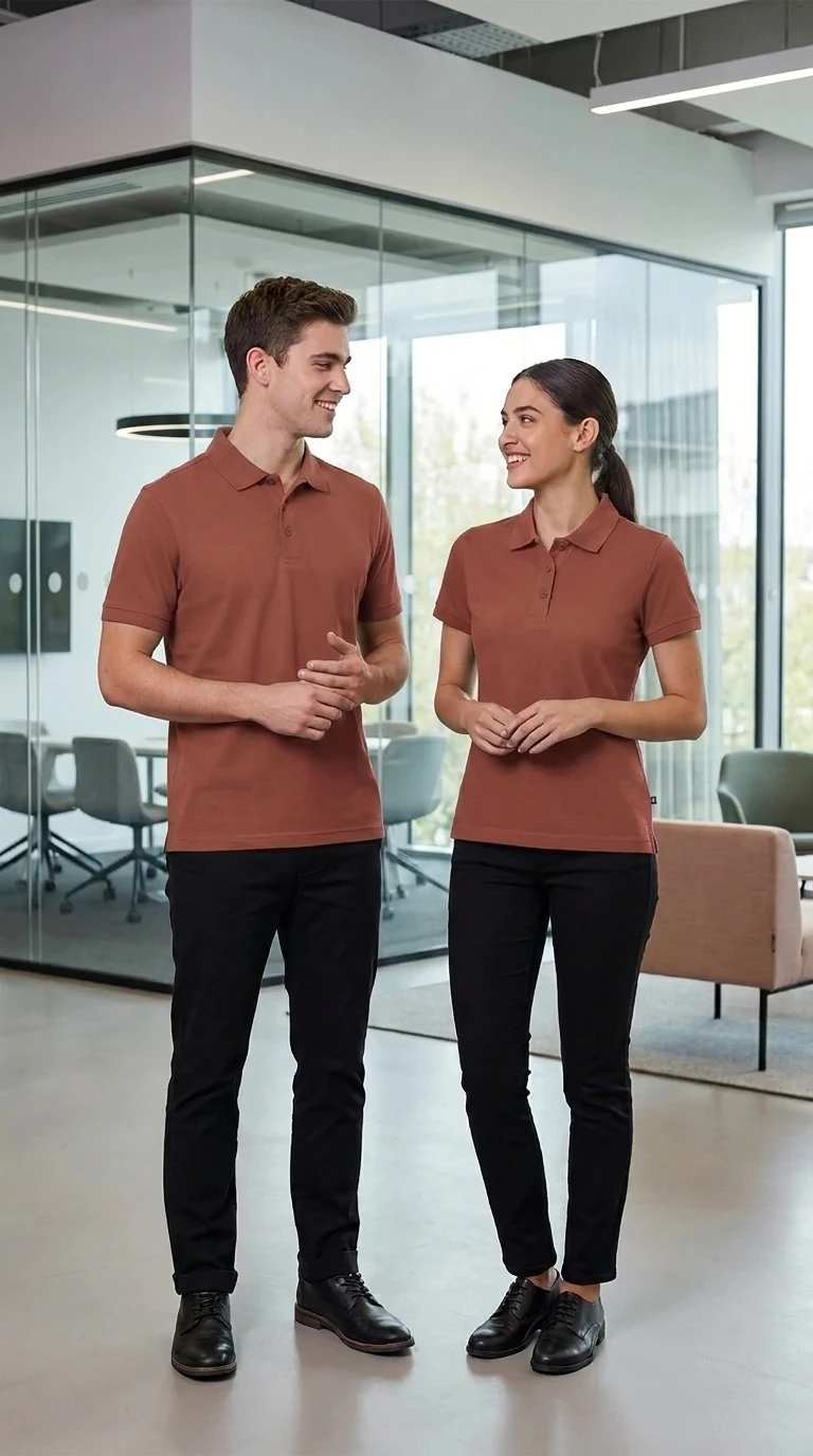 Polo Poliester Micro Waffle Unisex Modelo 903U_Terracota. Playerytees