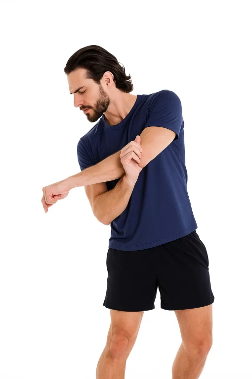 Imagen de producto playera deportiva poliester cuello redondo para Caballero. Modelo 950C. Azul Marino