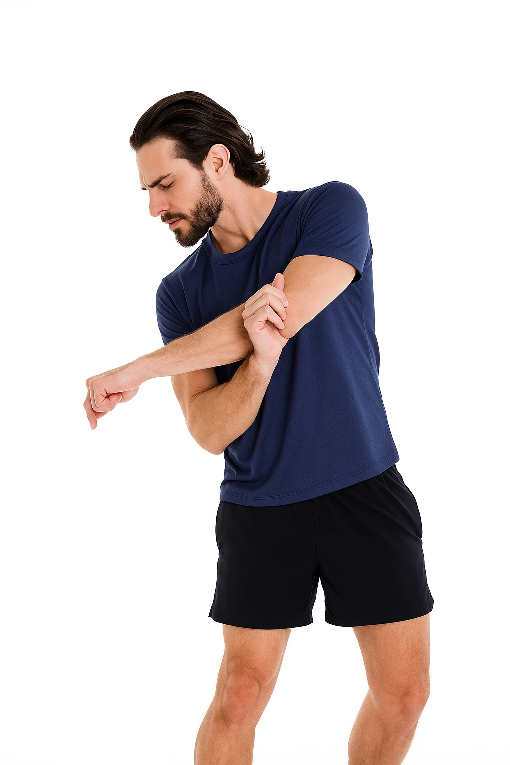 Imagen de producto playera deportiva poliester cuello redondo para Caballero. Modelo 950C. Azul Marino